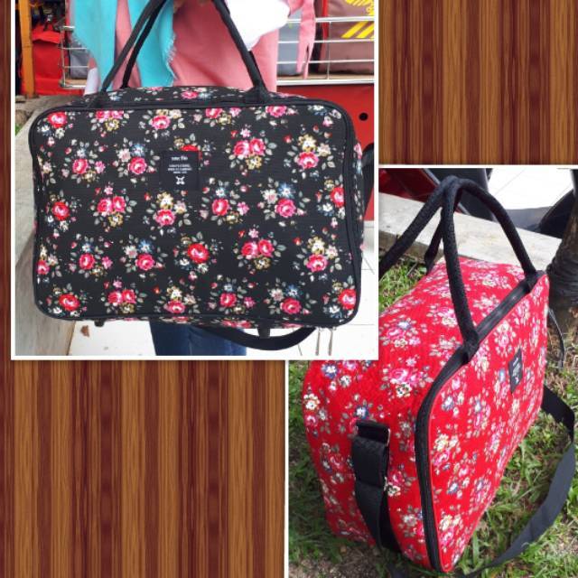 Tas gym cewek/Travel bag kanvas MOTIF / tas piknik jinjing renang/tas pakaian motif