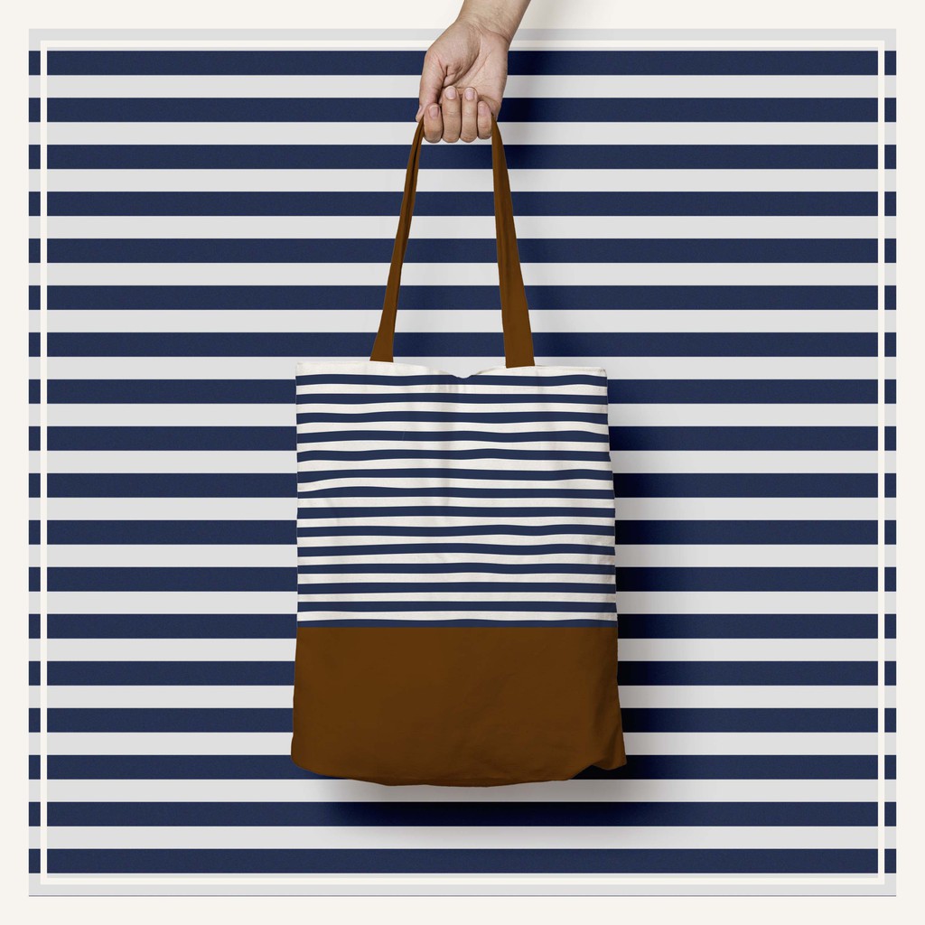 Tote Bag Kanvas Stripe Navy