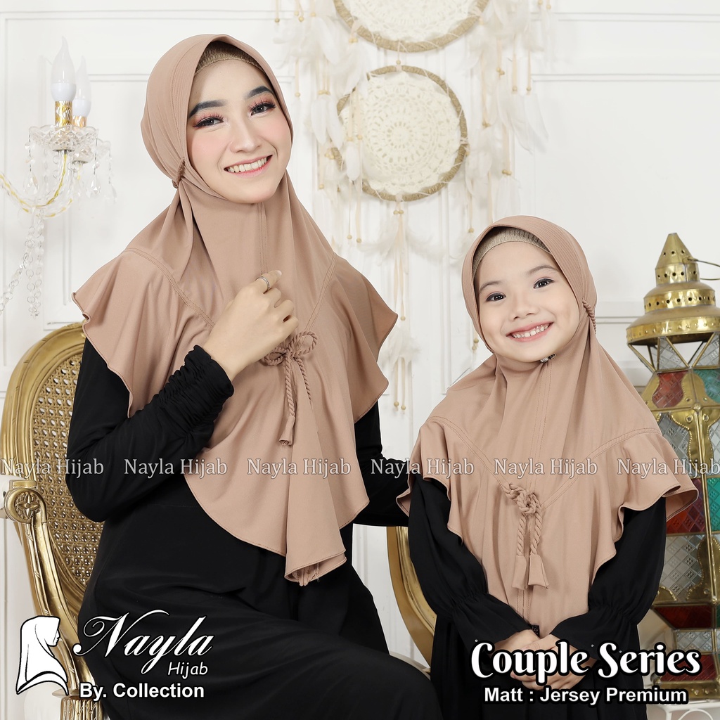 Kerudung Instan Tali Kepang COUPLE SERIES Ibu dan Anak  Jilbab Instan Jersey Airis Terbaru Nayla Hija'b