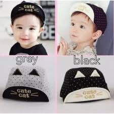 Topi Anak Laki Laki IMPORT PREMIUM Usia 1 - 3 Tahun Motif Kucing - Topi Anak Cute Cat Lucu Bisa Cowok Cewek