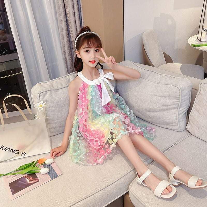 Dress Anak Perempuan Full Flower Rainbow