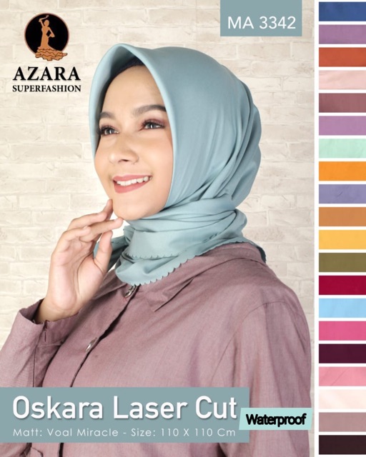 Grosir Hijab Azara Scarf Oskara Lc Murah Jilbab Segi Empat Voal Polos Laser Cut Segi 4 Termurah-5