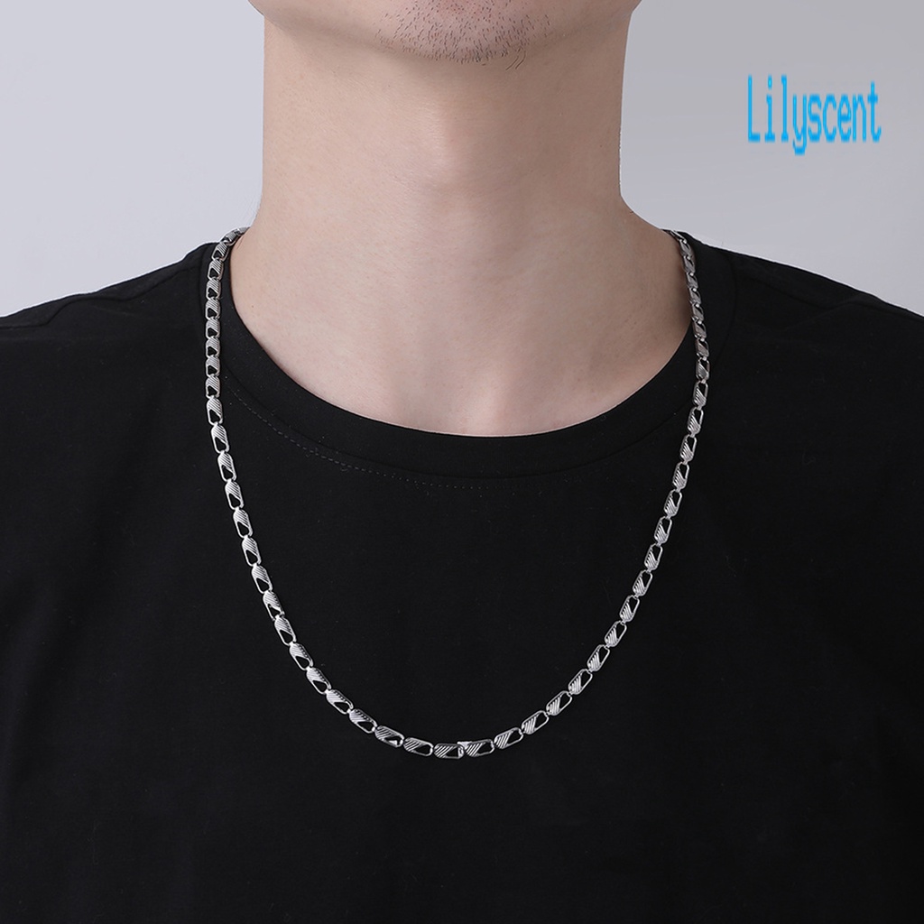 Kalung Rantai Model Klip Lobster Hollow Out Warna Solid Gaya Hip Hop Untuk Pria