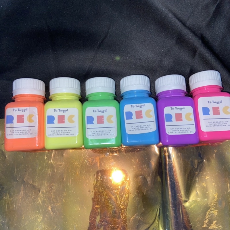 

Cat REC Fluorescent Stabilo 50gr 20gr Styrofoam Kain Merah Kuning Acrylic Biru Ungu Pink Orange cat lukis serbaguna malang