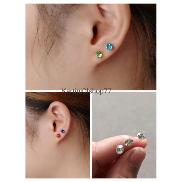 Anting Stud ANTI ALERGI // Anting Tusuk Plastik Mata Import