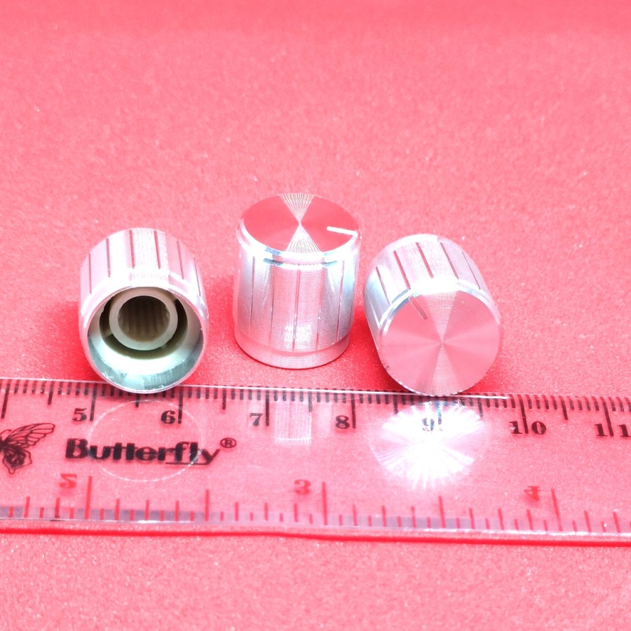 knop potensio 15mm SILVER BESI