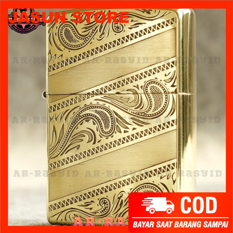 BISA COD! Korek Api Minyak Zippo Motif Ukir Batik 240B