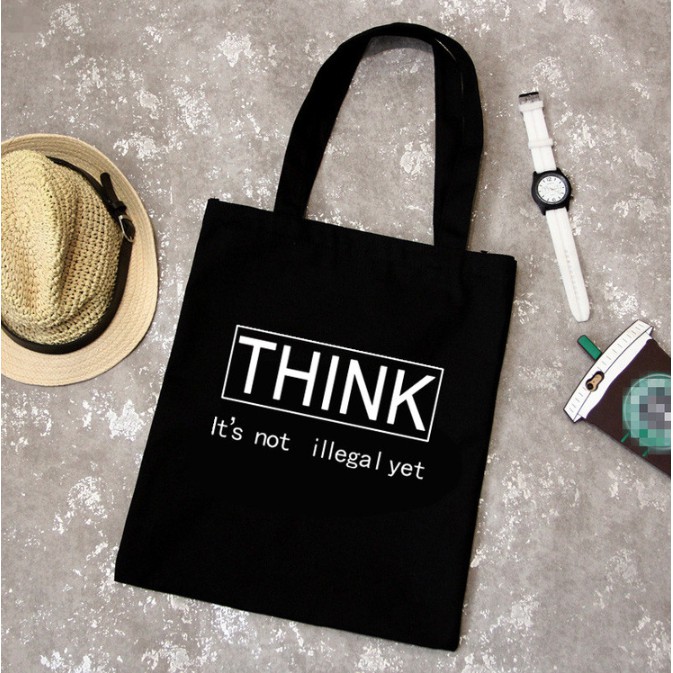 SALE WYK36B Tas Korea Hitam Simple Black Tote Bag Black Denier Impor New Part1 TKM