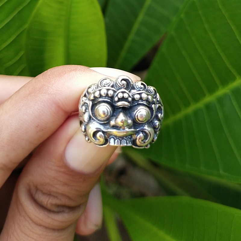 Cincin Ring Perak silver Barong Boma Jawan Ukir Lebar Asli 925 Pria Laki Wanita Custom