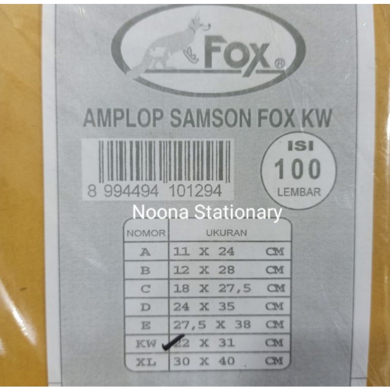 

Fox Amplop Samson Coklat KW