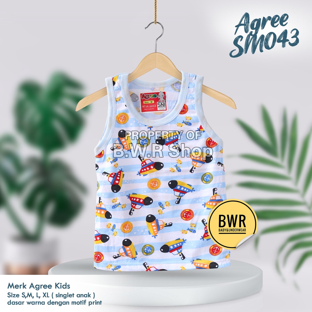 [ 3pc ] SINGLET AGREE Kids SM043 SALUR Kapal / Kaos Dalam Anak Santai Harian Agree 043 Motif Lucu | Bwr