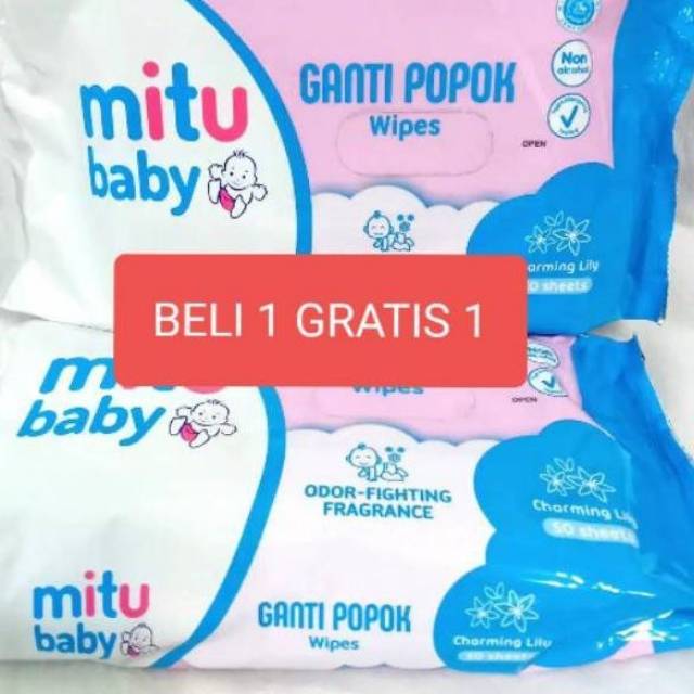 Promo tissue mitu ganti popok 50 Sheet.(beli 1 gratis 1 )