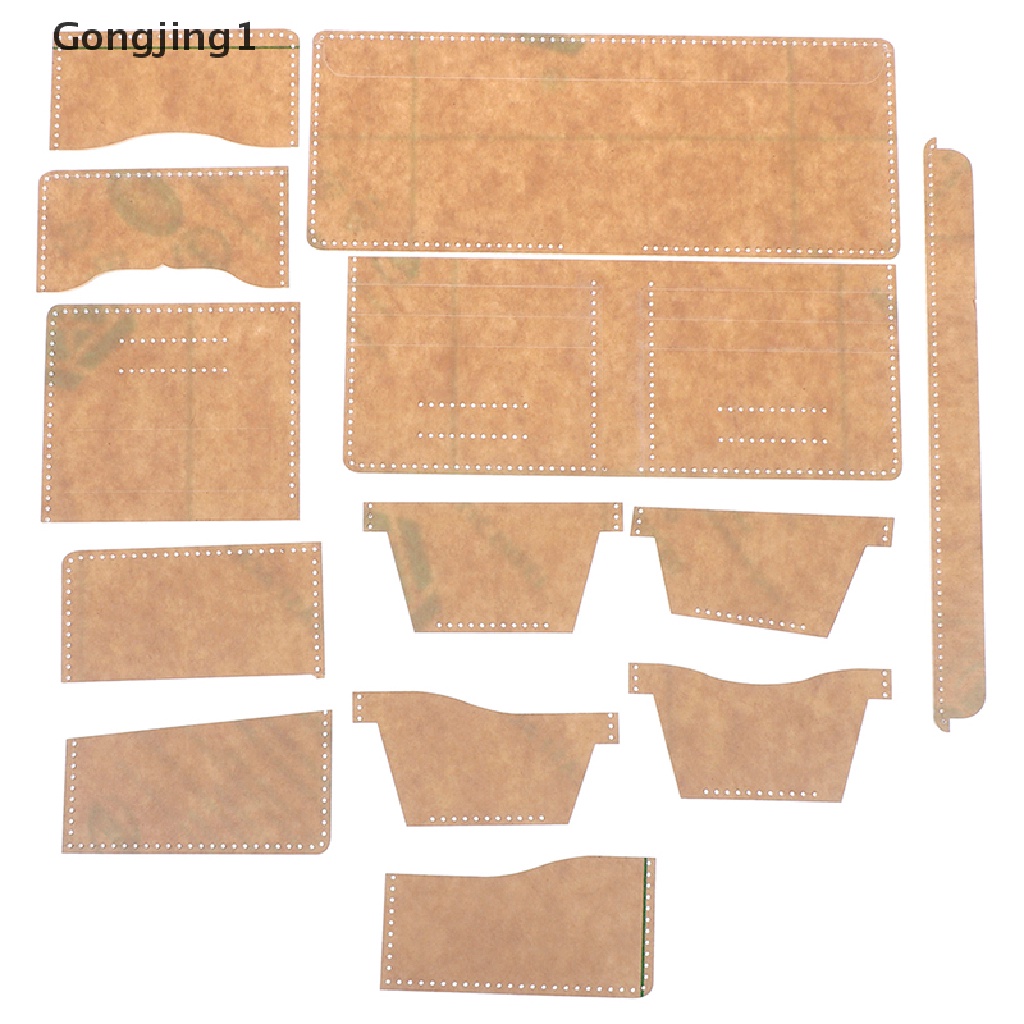 Gongjing1 13pcs / Set Cetakan Stensil Akrilik Transparan Untuk Dompet Diy