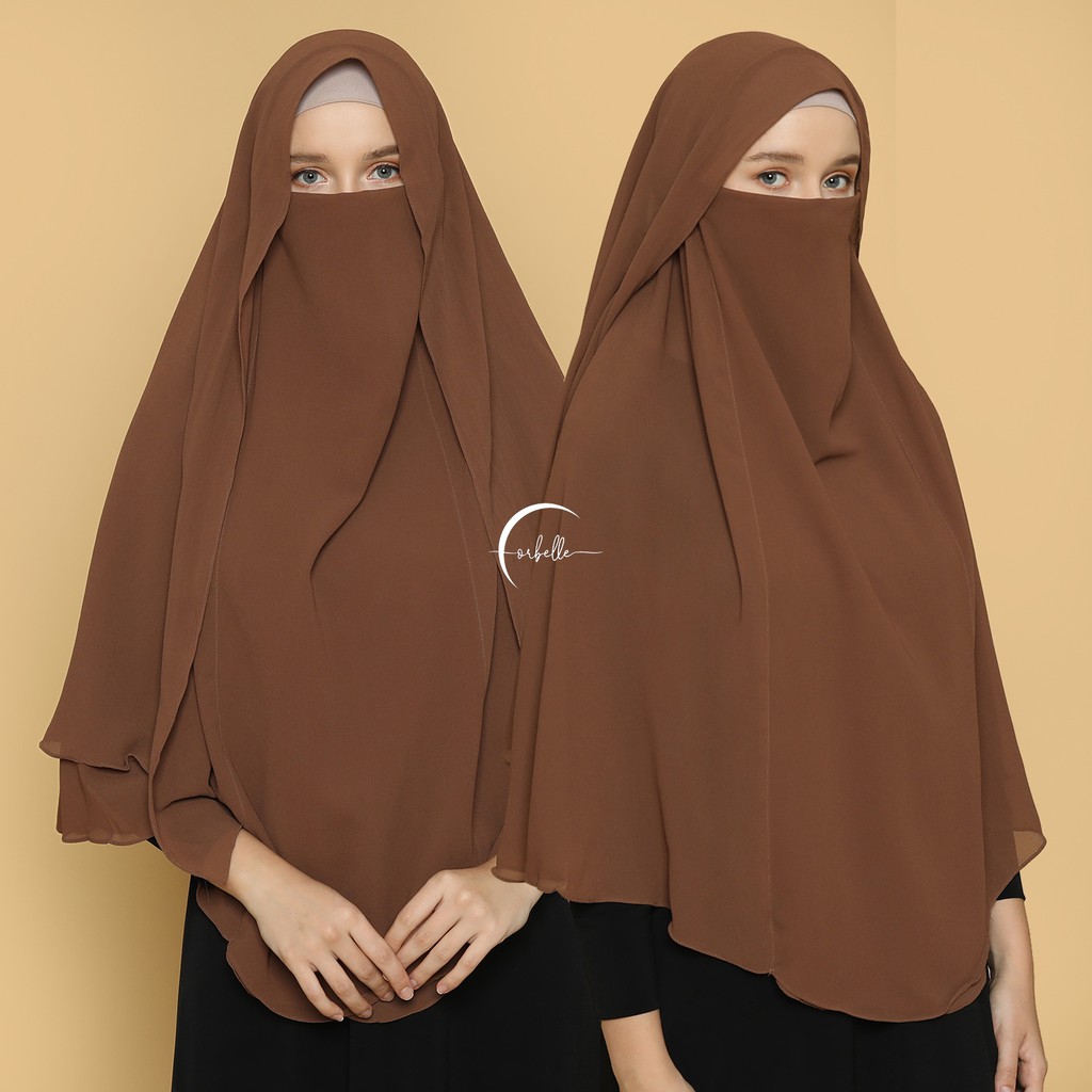 KHIMAR HIJAB NIQAB SITI AISYAH • CADAR • BERGO SYAR'I JUMBO 2 LAYER