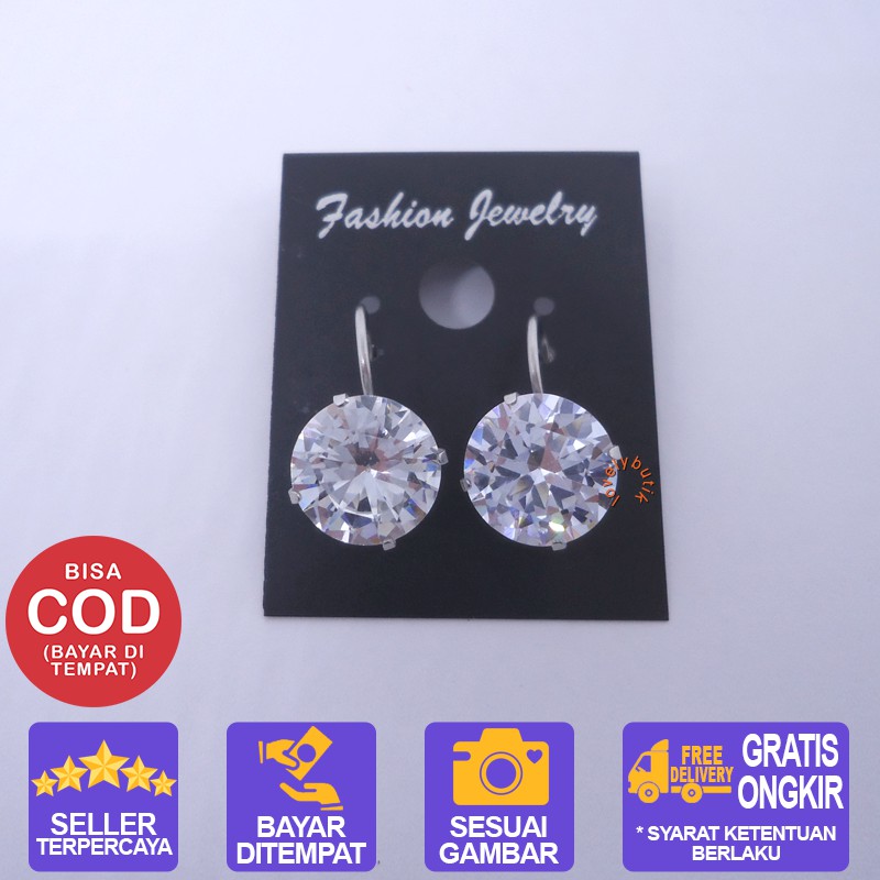 Lovelybutik - Anting Titanium Anti Karat Angel Anting Titanium Wanita  Ukuran Mata 1 cm  [Silver]