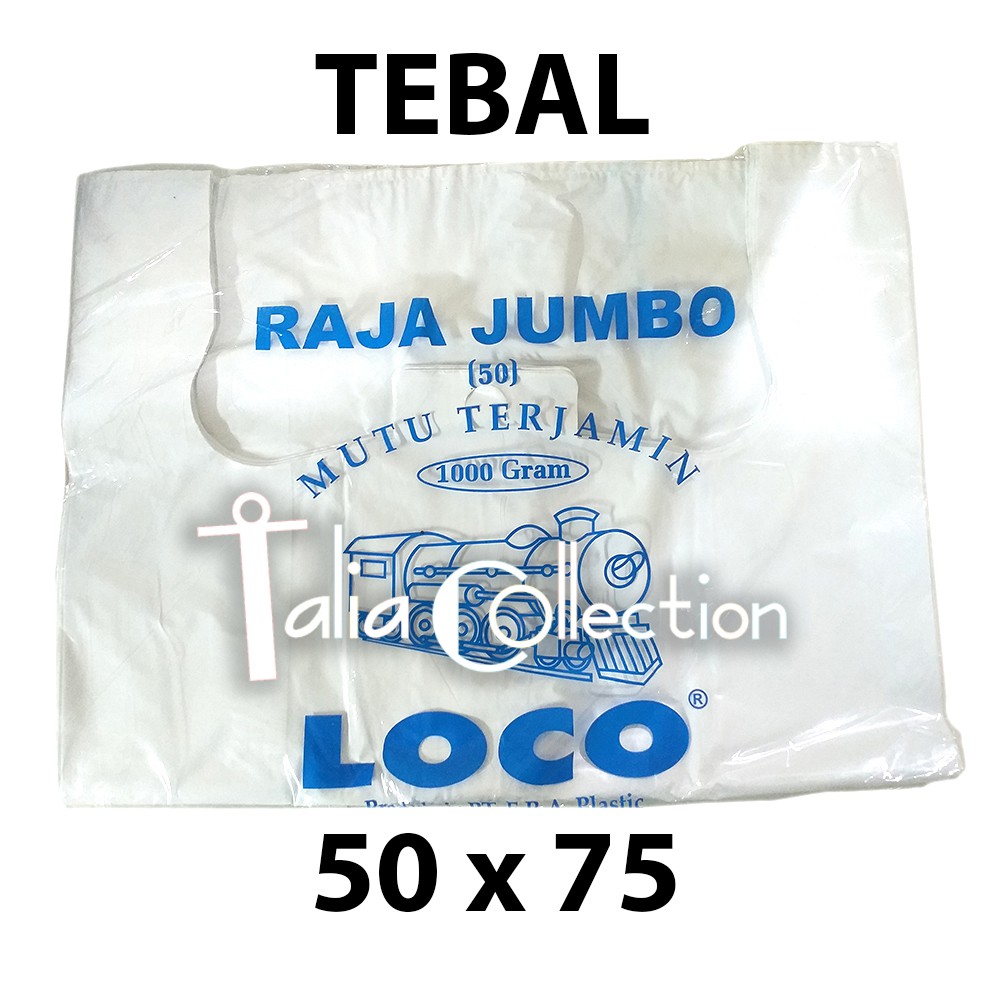 Kantong Plastik Kresek JUMBO merk LOCO TEBAL warna PUTIH ukuran 50x75