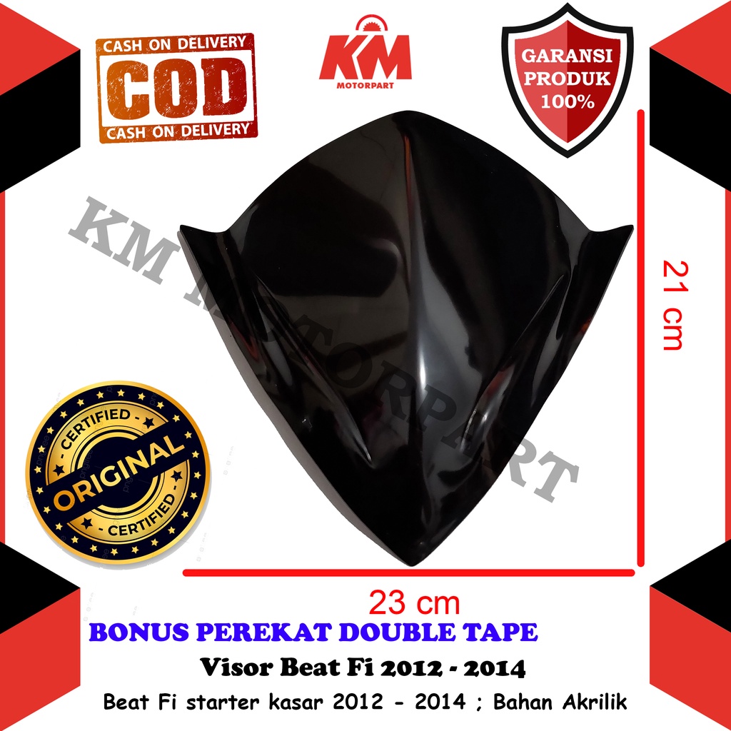 Visor Beat Fi Injeksi 2012 - 2014 TGP Windshield Honda Beat Lama Injection Hitam Pekat Black