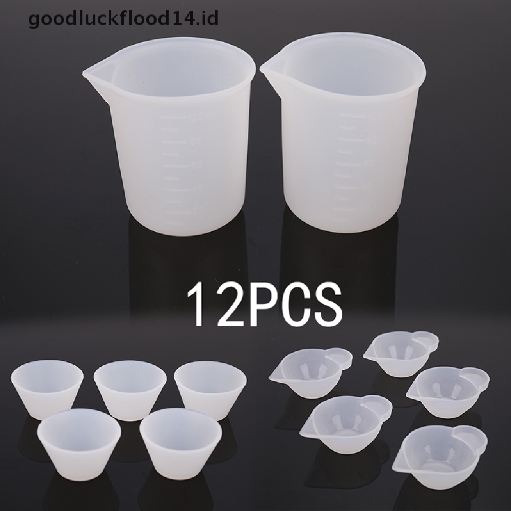 [OOID] 12Pcs Silicone Mixing Measuring Cups UV Resin Mold DIY Casting Jewelry Tool Kit ID