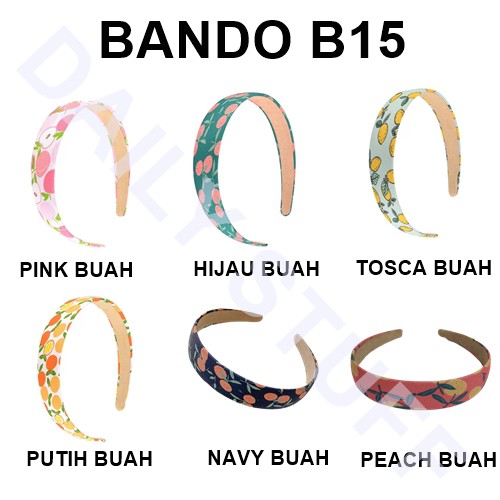 DS Bando B15 Motif Bunga/Korea Style Headband Solid Color Flower Pattern Lattice Hairband