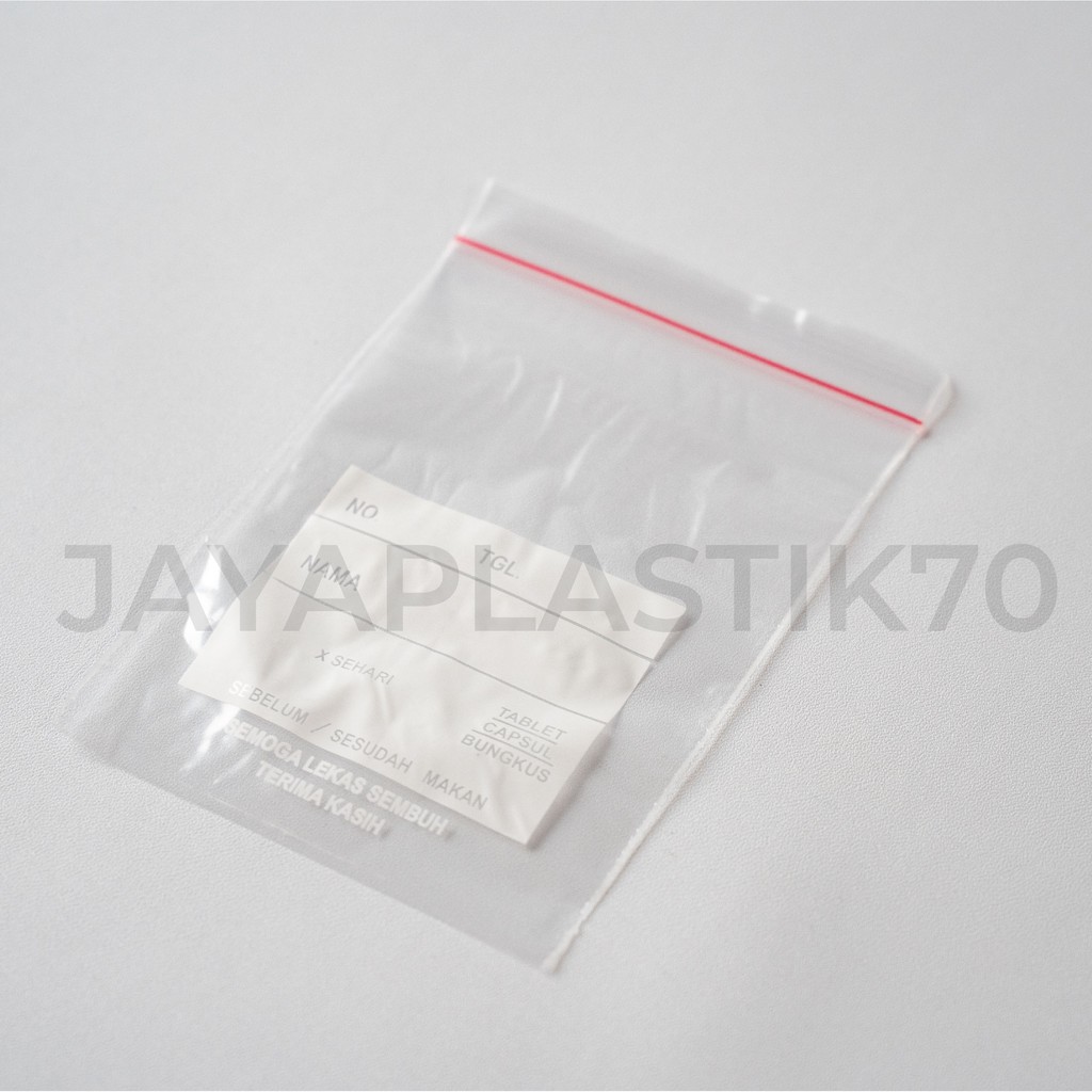 Plastik Klip Obat Uk 5x8cm/8x5cm 100pcs/pack Varian Biru, Merah, Putih