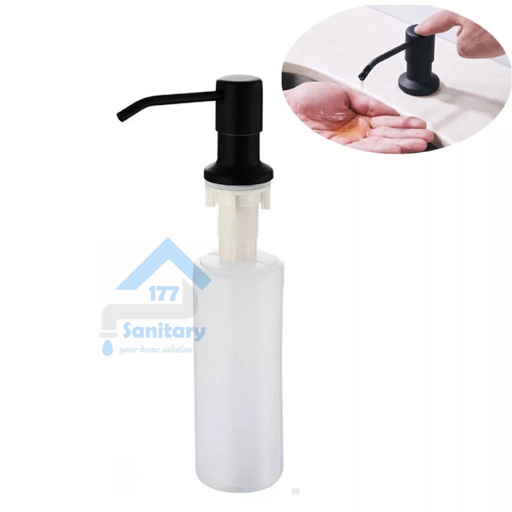 Botol pompa Tempat sabun cair tanam stainless HITAM 350ml MEJA -bottle pump soap dispenser sink dapur wastafel washtafel stenlis  meja bawah BLACK /B12