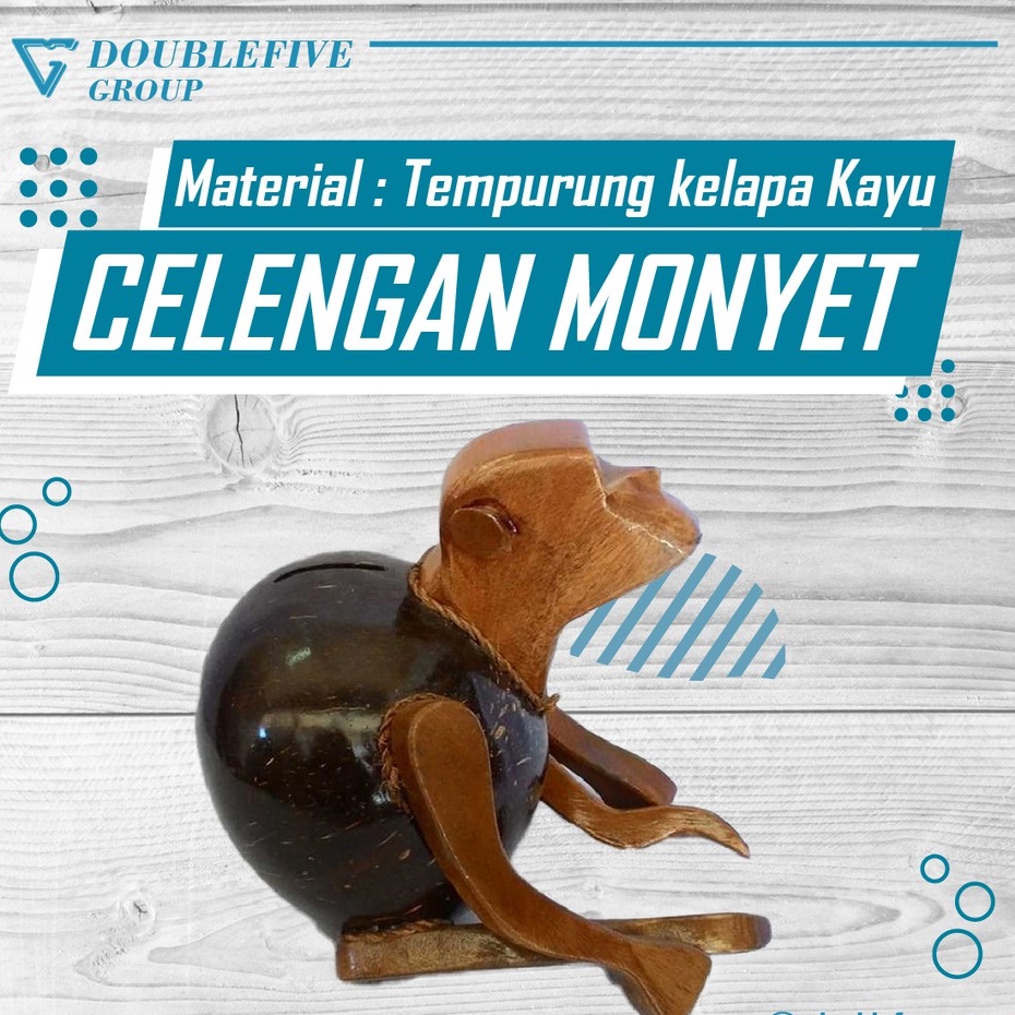 CELENGAN DAN TABUNGAN BATOK BENTUK HEWAN MONYET CANTIK 18x20x15 cm - DEKORASI PAJANGAN RUMAH