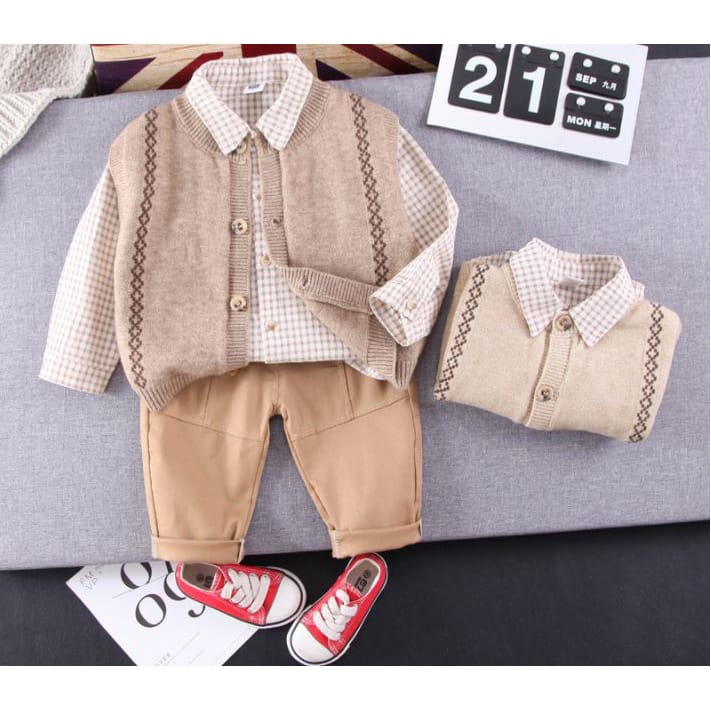 Setelan 3in 1 rajut anak unisex 1-5 tahun/baju anak/pakaian anak/setelan anak/banu rajut