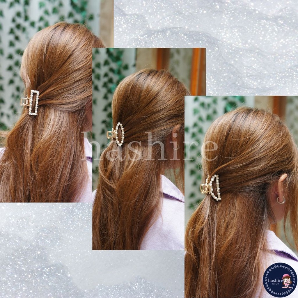 Jedai Mutiara Elegant (5 cm) / Jepit Rambut Korea Mutiara Permata / Jepit Salon Emas Mutiara Permata