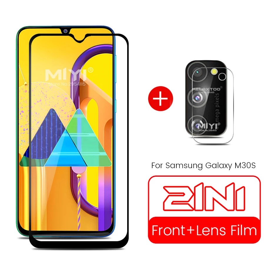 Tempered Glass Samsung A12 /A02S / M30S / M21 + Tg Anti Gores Lensa Camera PAKET 2-IN-1