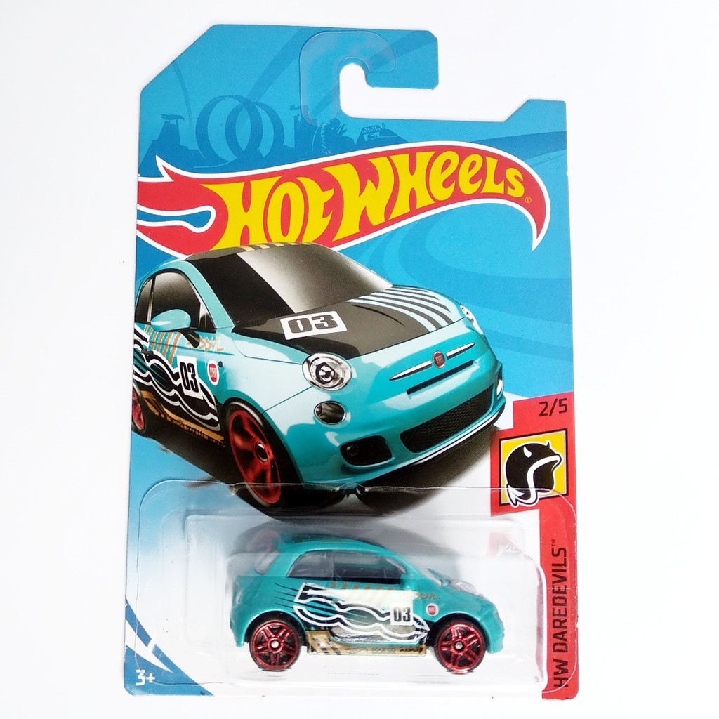 Hot Wheels Fiat 500 Cyan HW Daredevils Mobil Hotwheels