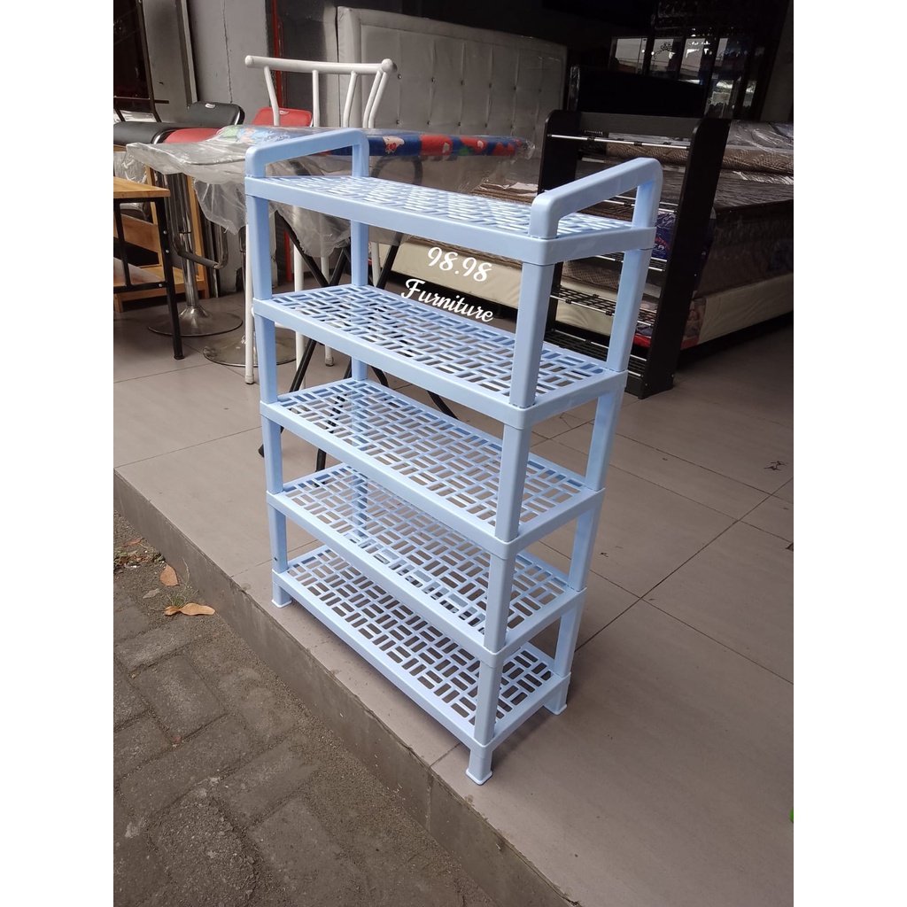 Rak Sepatu Plastik 5 tingkat - Rak Sepatu Murah - Rak Serbaguna - VW Furniture Medan
