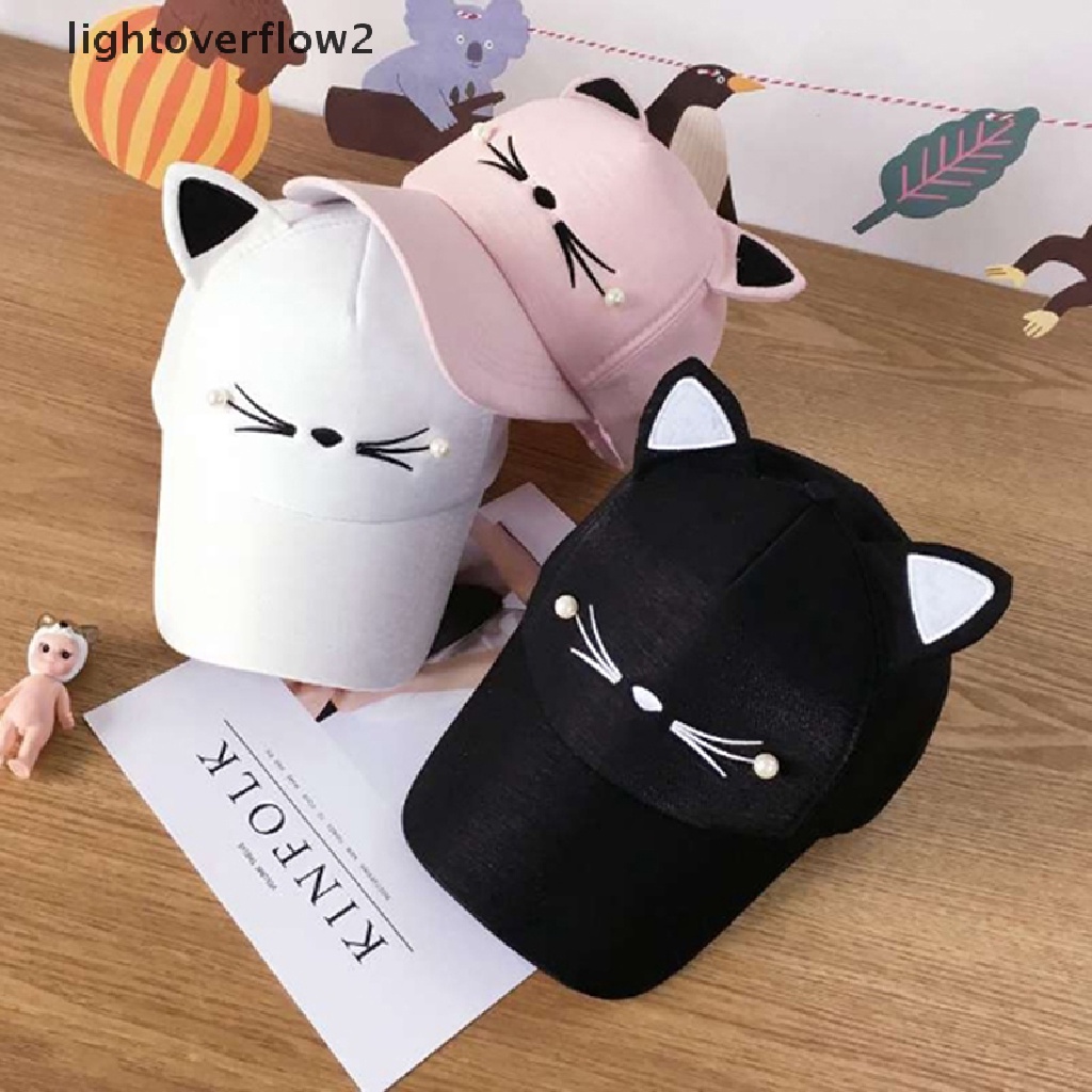 (Light2) Topi Baseball Adjustable Desain Telinga Kucing Bahan Katun Gaya Hip Hop Untuk Outdoor