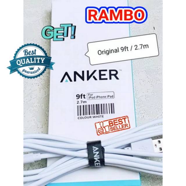 KABEL DATA ANKER IPHONE 5 6 7 / CABLE CHARGER APPLE IPAD LIGHTNING CABEL ANKER GOOD QUALITY