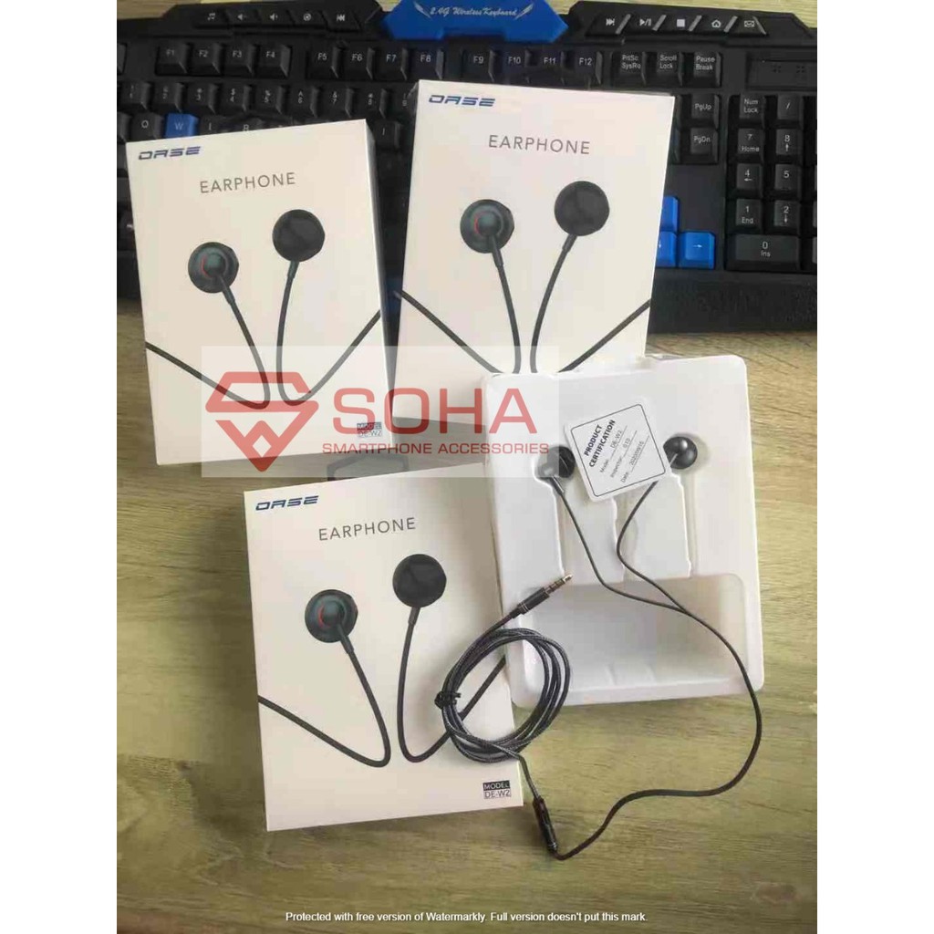 OASE Earphone DE-W2 Suara HD Audio, Anti Slip Design Kualitas Bagus Packing Exclusive Bahan