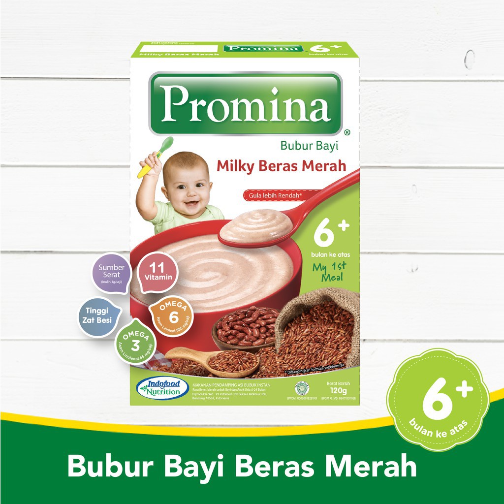 Bubur bayi Promina cocok untuk Mpasi 6+ bulan tinggi protein , kalsium