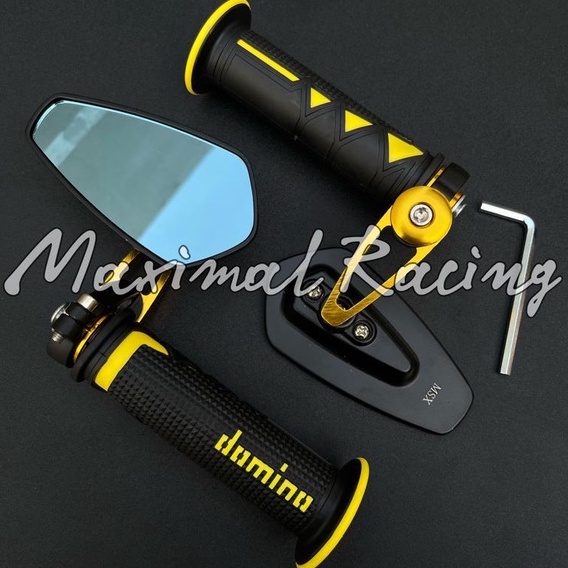 Paket Spion Jalu Oval Plus Handgrip SHARK Domino Universal Cocok Semua Jenis Motor