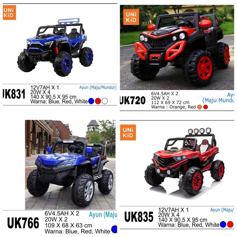 (Gratis ongkir Jawa + Bali) Mobil aki anak UNIKID UK 781 835 831 766 827 720 688