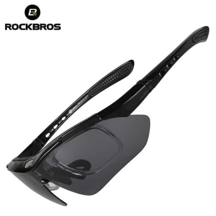 Kacamata sepeda rockbros polarized dengan 5 lensa myopia-hitam