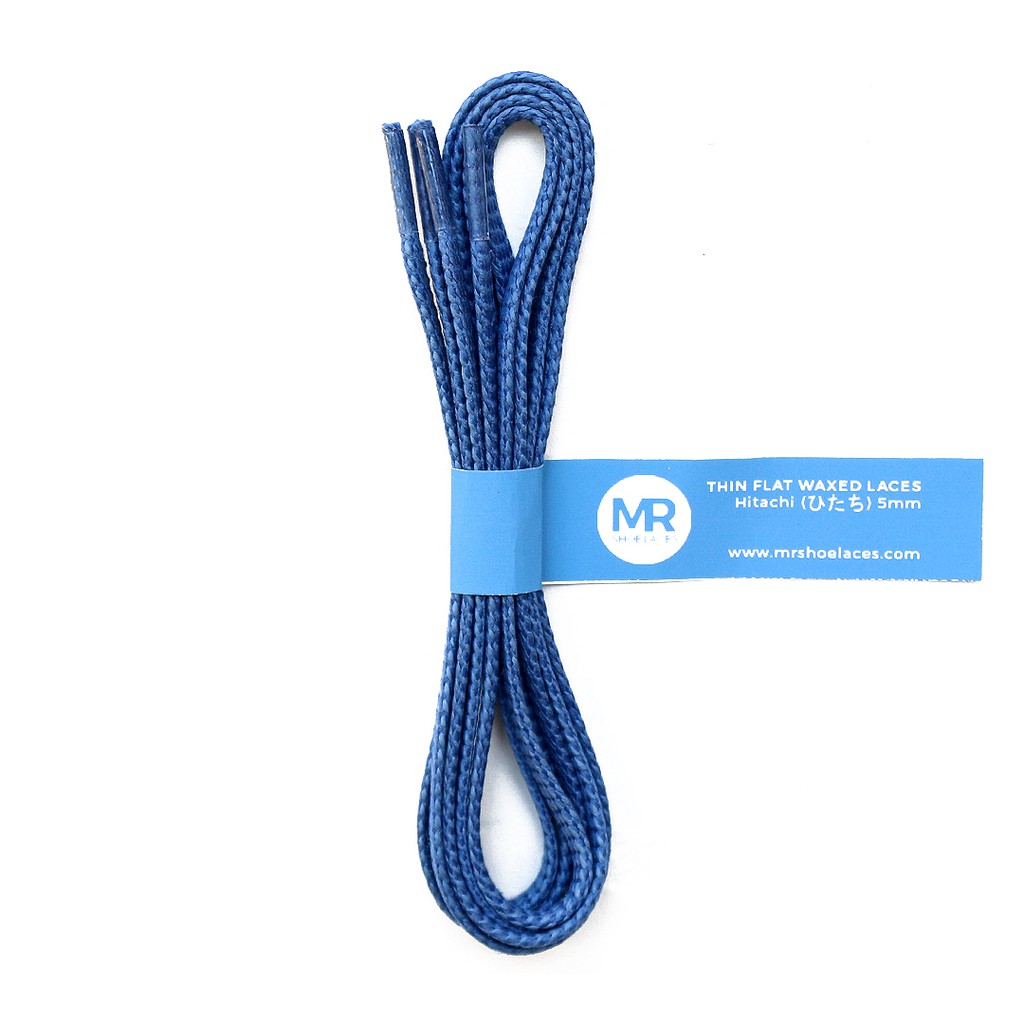 MR Shoelaces TH19 Hitachi (Endless Blue) Tali Sepatu Lilin Gepeng Thin 3-4mm (Waxed Laces) 50cm 80cm 120cm 150cm