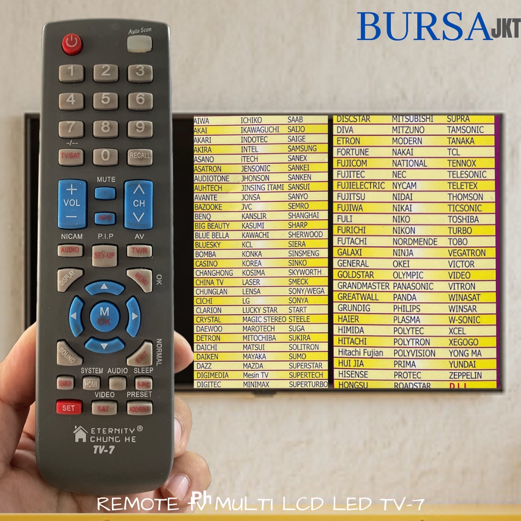 REMOTE TV TABUNG LCD LED SERBAGUNA MULTIFUNGSI TV 7 PENGGANTI REMOT TV YANG RUSAK