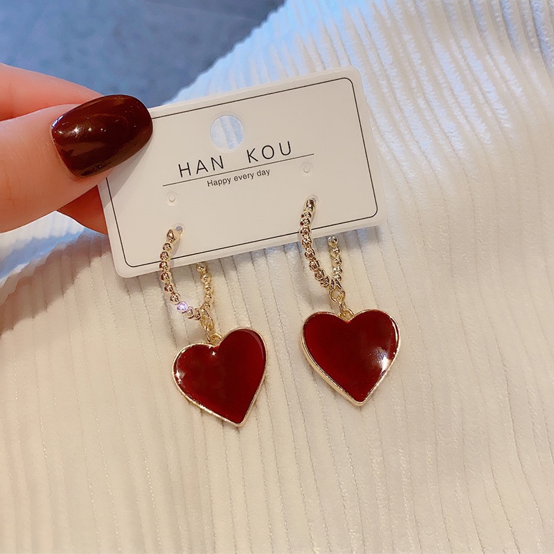 Anting Tusuk Gantung Desain Hati Hias Mutiara Gaya Simpleelegan Untuk Wanita