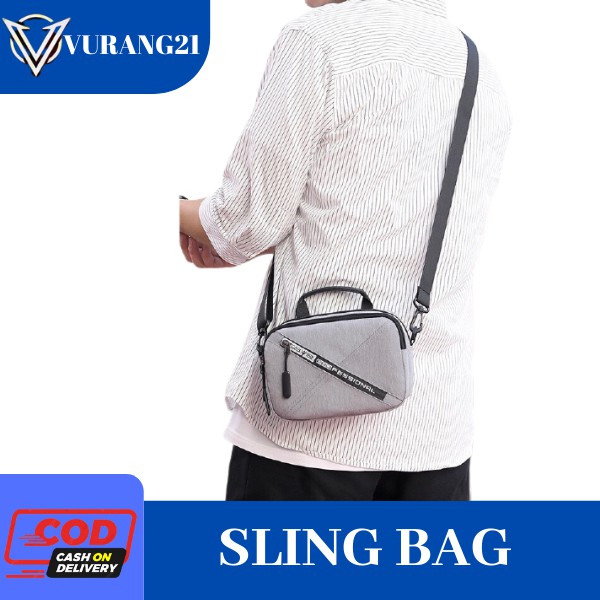Tas Selempang Canvas Multifungsi Tas Pinggang Pria Mini Waistbag Staye - Abu-abu Z1R0