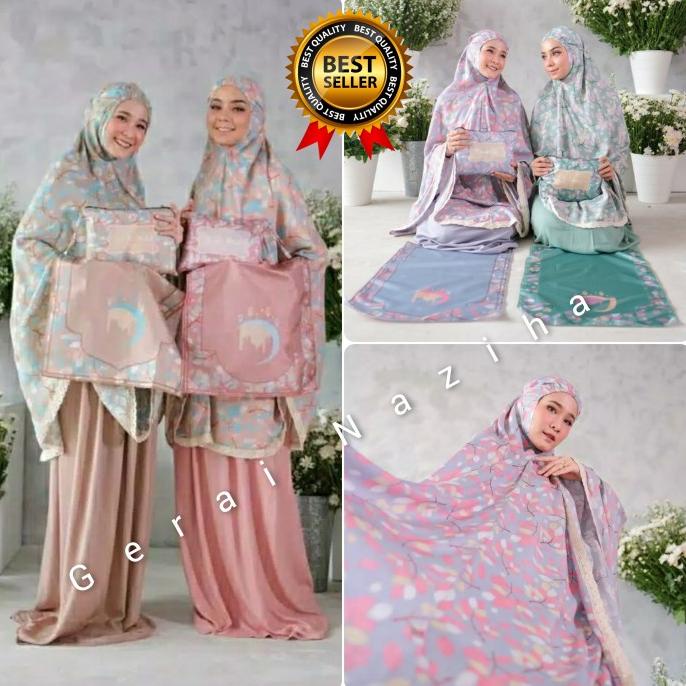Mukena Dewasa Katun Rayon Traveling Alina Sakura Jepang + Sajadah