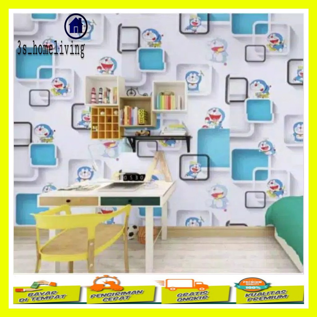Wallpaper Dinding Doraemon 3D Wall Sticker Wallpaper Karakter Kartun Wallpaper Doraemon