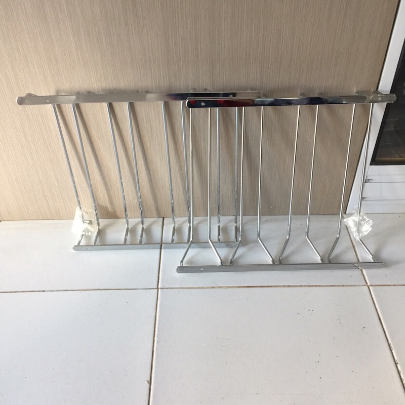 RAK GANTUNG GELAS STAINLESS 4S / 4 SUSUN 40x34 CM