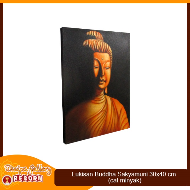 Lukisan / Painting Buddha Sakyamuni Gold Kanvas 30x40 cm (cat minyak)