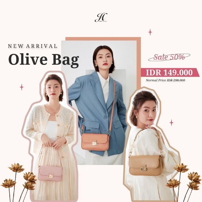 TAS SELEMPANG WANITA CANTIK JIMS HONEY JH OLIVE BAG MURAH PROMO CLUTCH PESTA CANTIK UNIK KADO ULTAH 