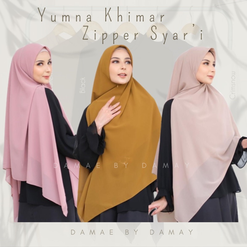 Yumna Zipper Square/Kerudung Segiempat Zipper/Kerudung Zipper Jumbo/Kerudung Tanpa Jarum/Kerudung Re