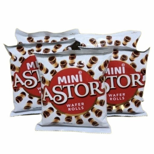 

Mini Astor Wafer Rolls Coklat 1 pack isi 10 saset @ 20gr