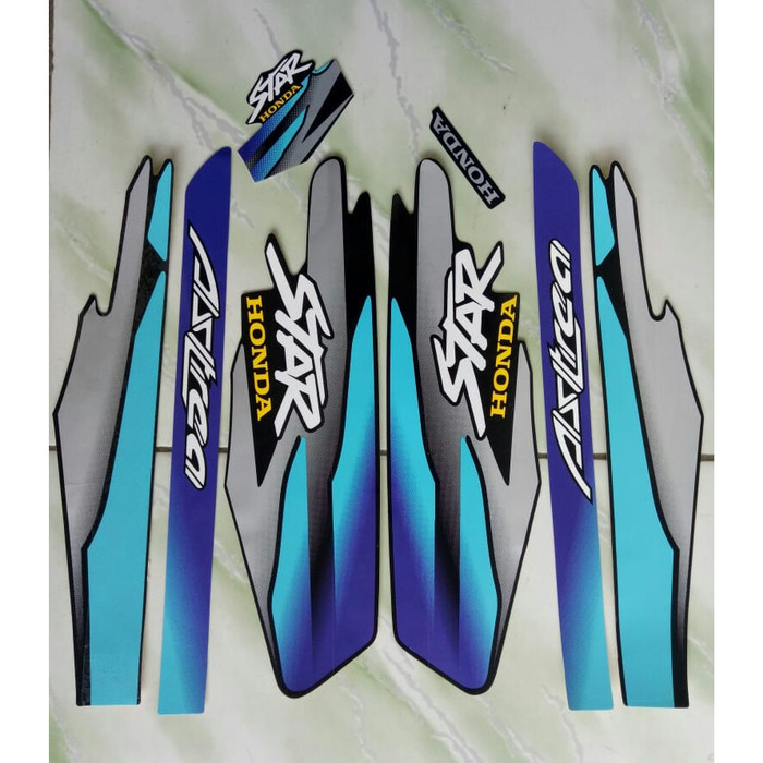 stiker striping lis body motor honda astrea star 97 - Biru